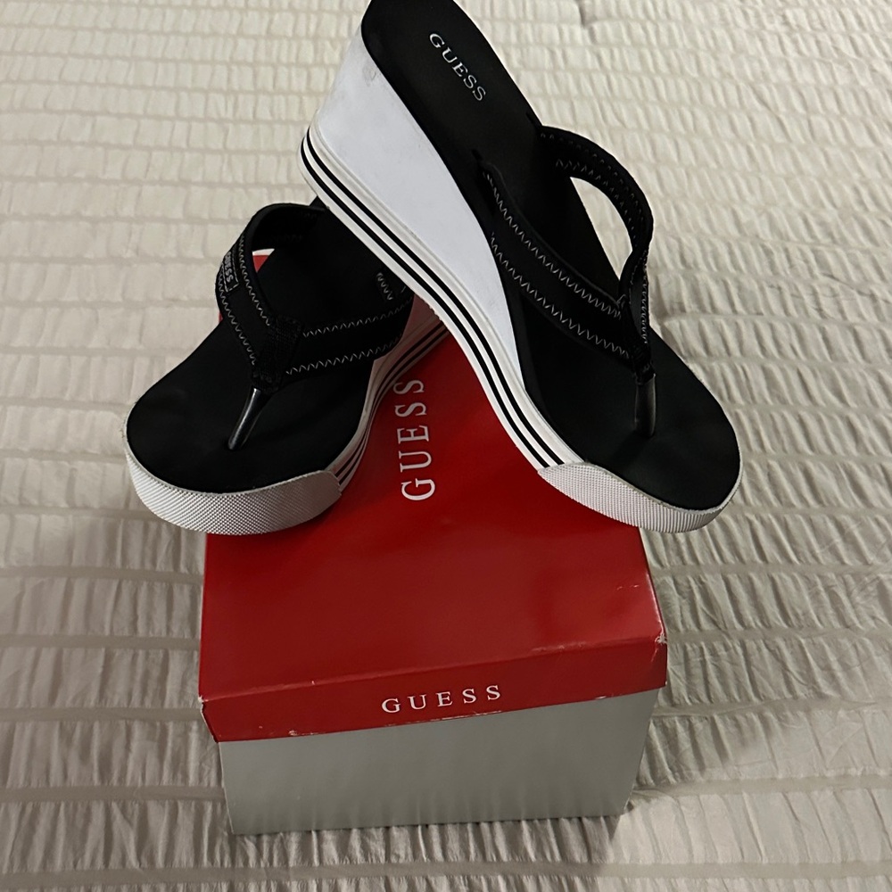 GUESS Black and White Women's Sandals
